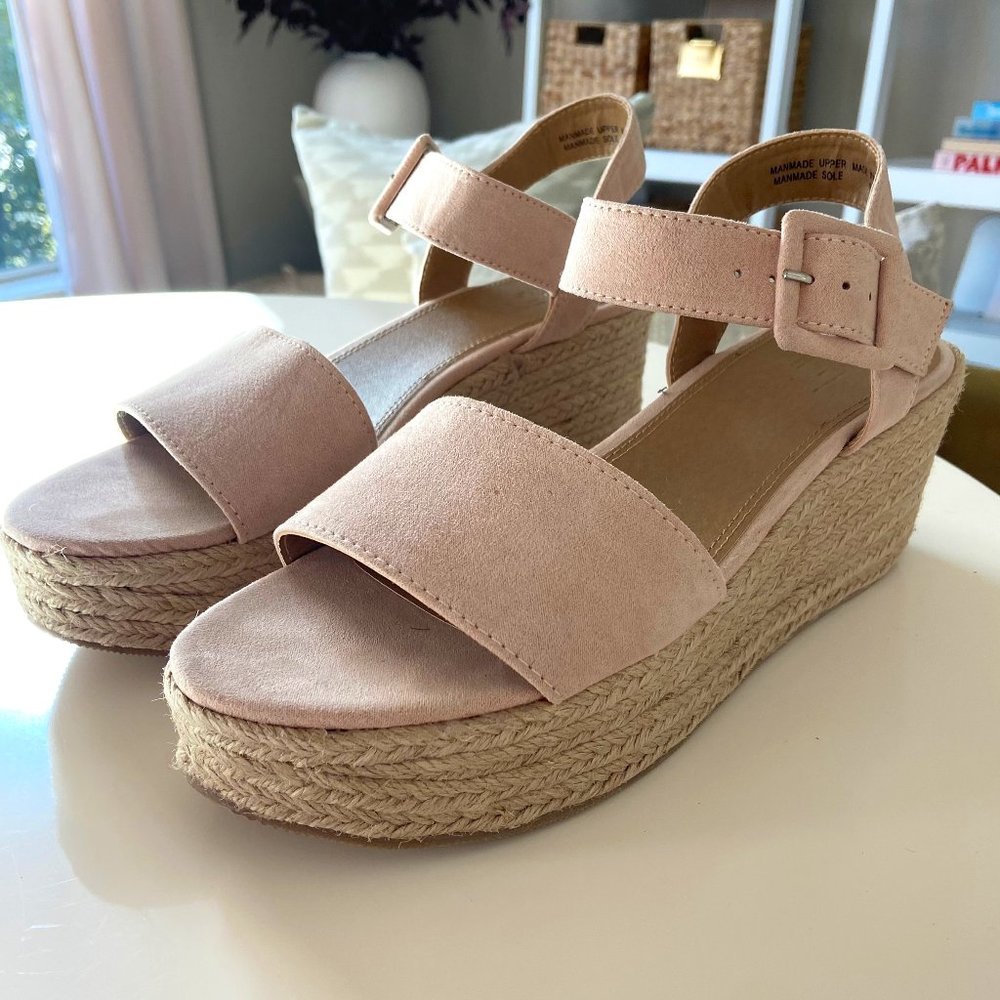 Loft Outlet Soft Pink Platform Espadrille Wedge Sandals Size 8